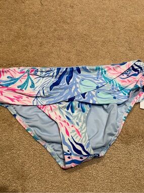 Lilly Pulitzer Blue Multicolor Tropical Print Bikini Bottom